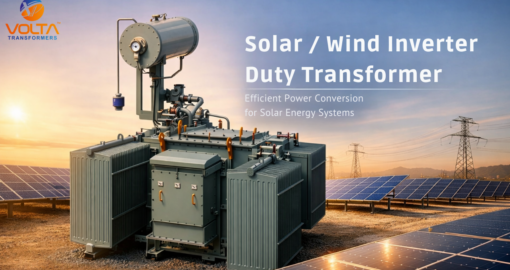 Volta Transformers solar wind inverter duty transformer at a solar farm with grid infrastructure